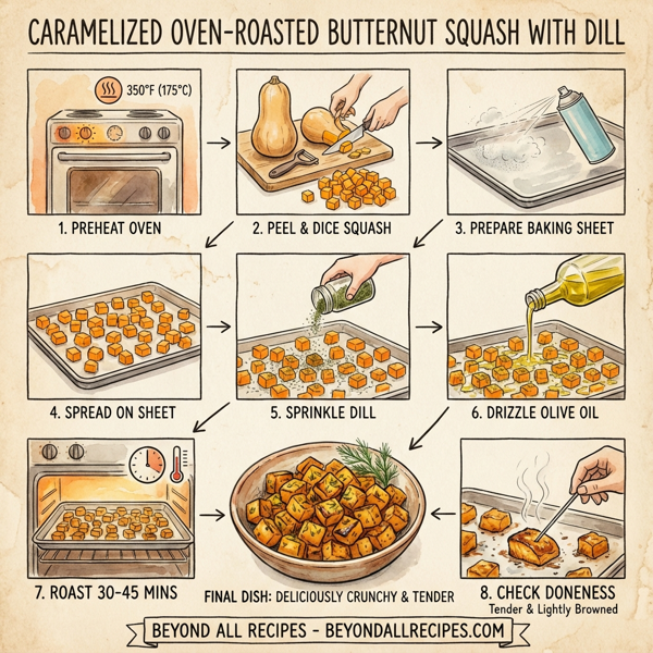 Caramelized Oven-Roasted Butternut Squash with Dill instructions