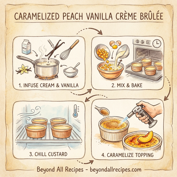 Caramelized Peach Vanilla Crème Brûlée instructions