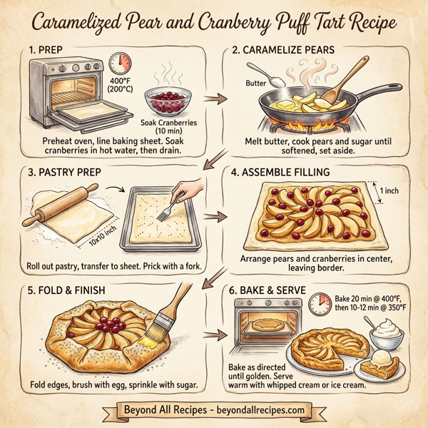 Caramelized Pear and Cranberry Puff Tart instructions