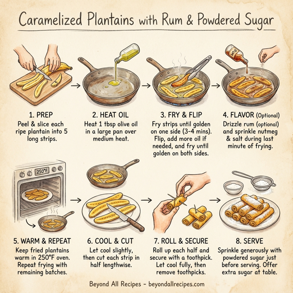 Caramelized Plantains with Rum and Powdered Sugar instructions