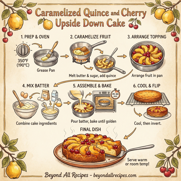 Caramelized Quince and Cherry Upside Down Cake instructions