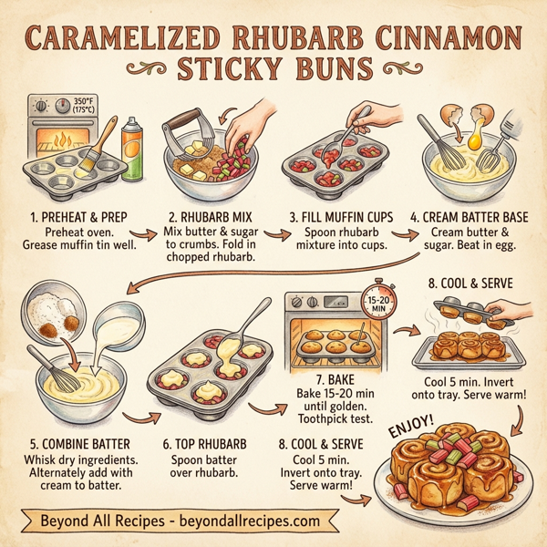 Caramelized Rhubarb Cinnamon Sticky Buns instructions