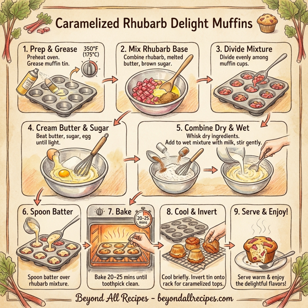 Caramelized Rhubarb Delight Muffins instructions