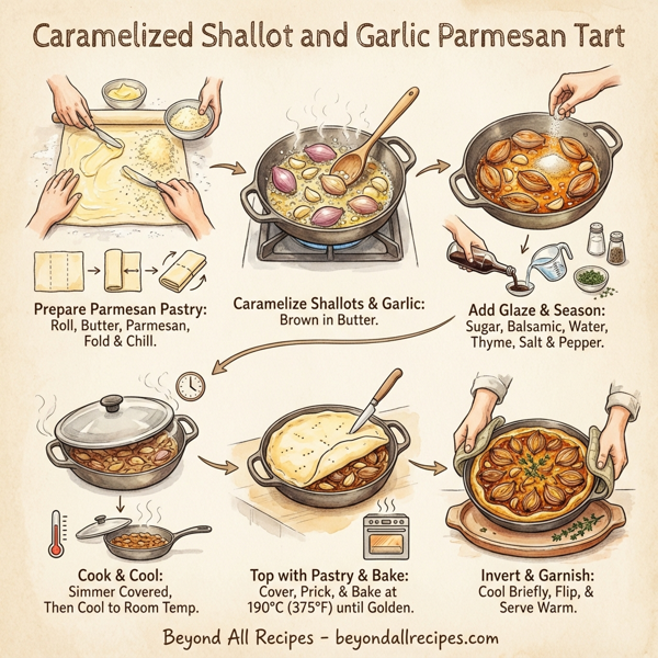 Caramelized Shallot and Garlic Parmesan Tart instructions