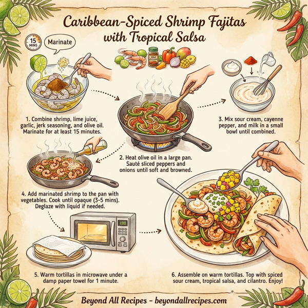 Caribbean-Spiced Shrimp Fajitas with Tropical Salsa instructions