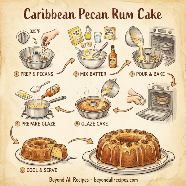 Caribbean Pecan Rum Cake instructions