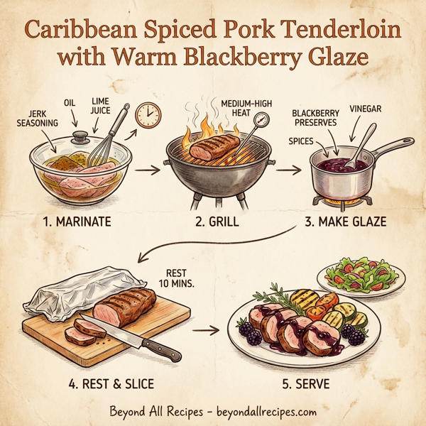 Caribbean Spiced Pork Tenderloin with Warm Blackberry Glaze instructions