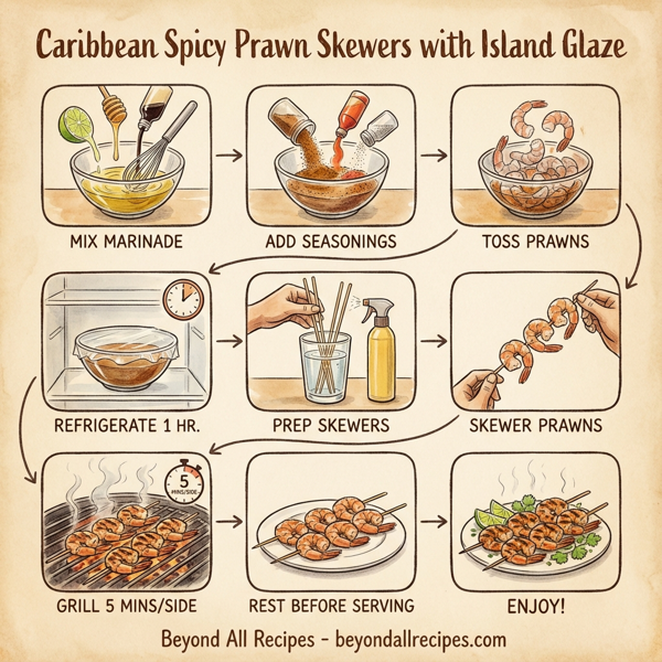 Caribbean Spicy Prawn Skewers with Island Glaze instructions