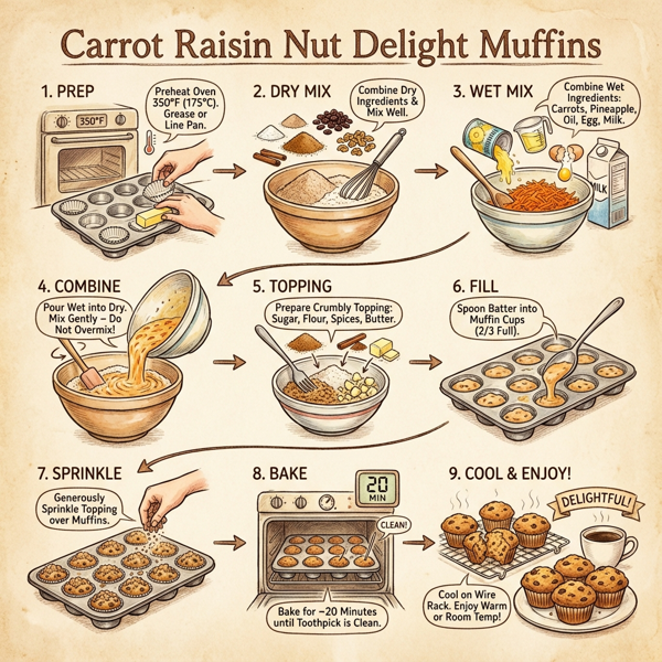 Carrot Raisin Nut Delight Muffins instructions