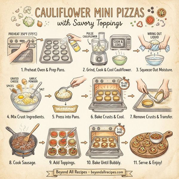 Cauliflower Mini Pizzas with Savory Toppings instructions