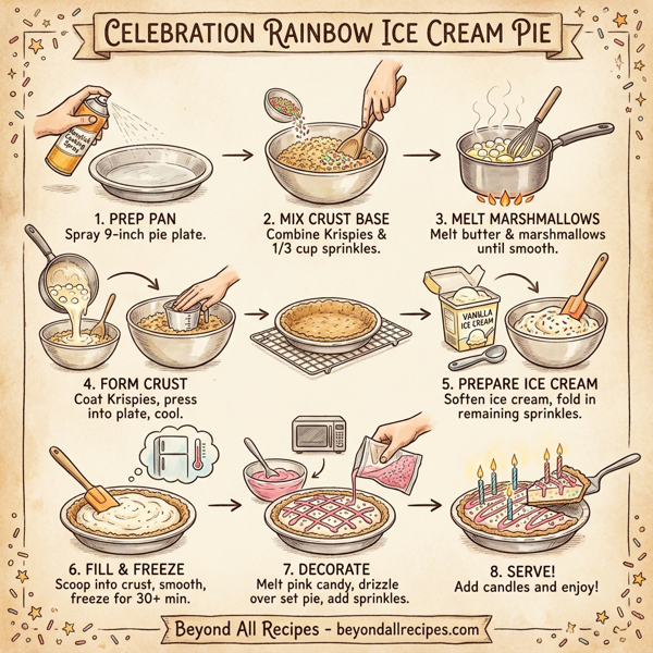 Celebration Rainbow Ice Cream Pie instructions