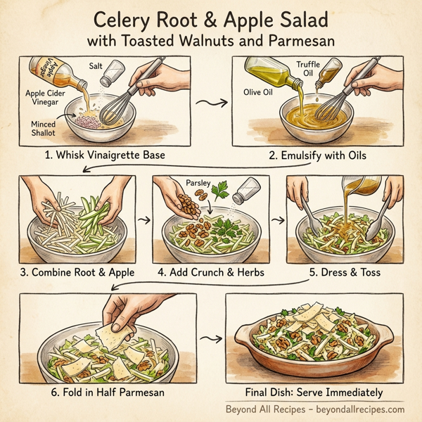 Celery Root & Apple Salad with Toasted Walnuts and Parmesan instructions