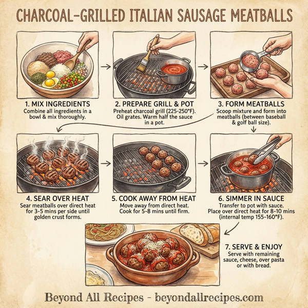 Charcoal-Grilled Italian Sausage Meatballs instructions