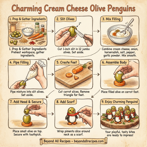 Charming Cream Cheese Olive Penguins instructions