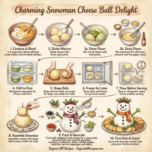 Charming Snowman Cheese Ball Delight instructions