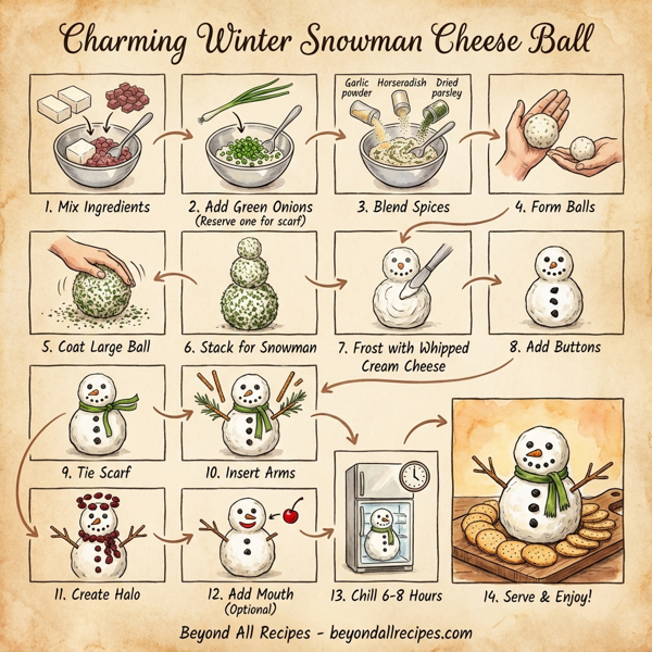 Charming Winter Snowman Cheese Ball instructions
