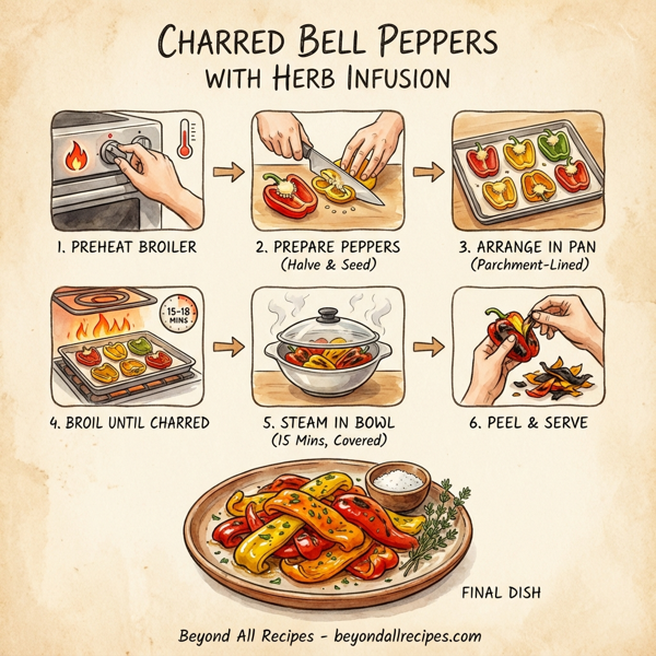 Charred Bell Peppers with Herb Infusion instructions