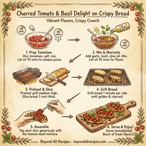 Charred Tomato & Basil Delight on Crispy Bread instructions