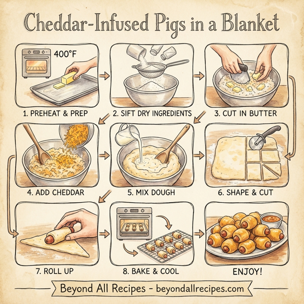 Cheddar-Infused Pigs in a Blanket instructions