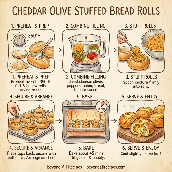 Cheddar Olive Stuffed Bread Rolls instructions