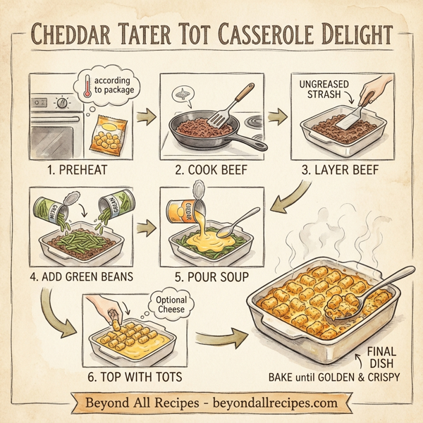 Cheddar Tater Tot Casserole Delight instructions
