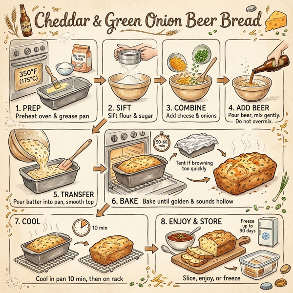 Cheddar & Green Onion Beer Bread instructions