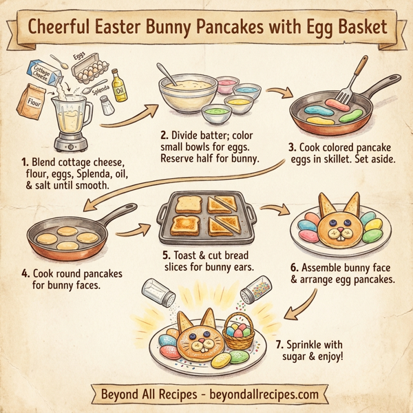 Cheerful Easter Bunny Pancakes with Egg Basket instructions