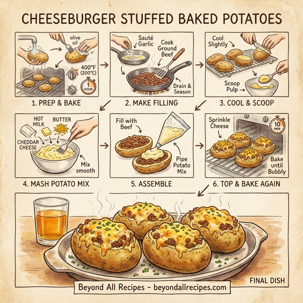 Cheeseburger Stuffed Baked Potatoes instructions