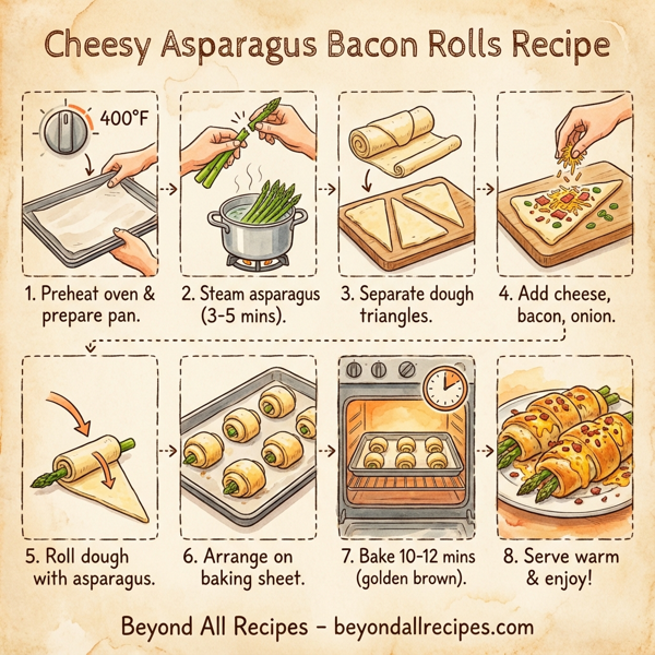 Cheesy Asparagus Bacon Rolls instructions