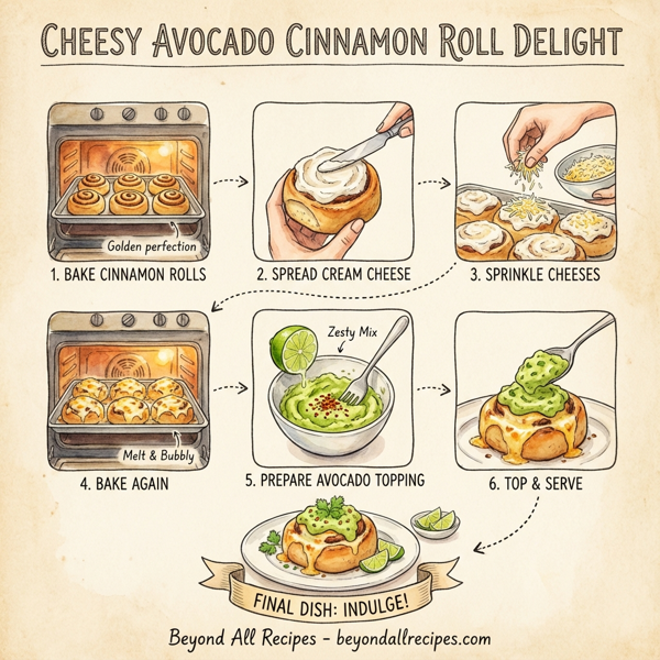Cheesy Avocado Cinnamon Roll Delight instructions