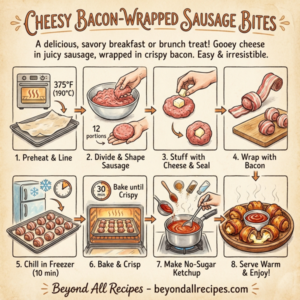 Cheesy Bacon-Wrapped Sausage Bites instructions