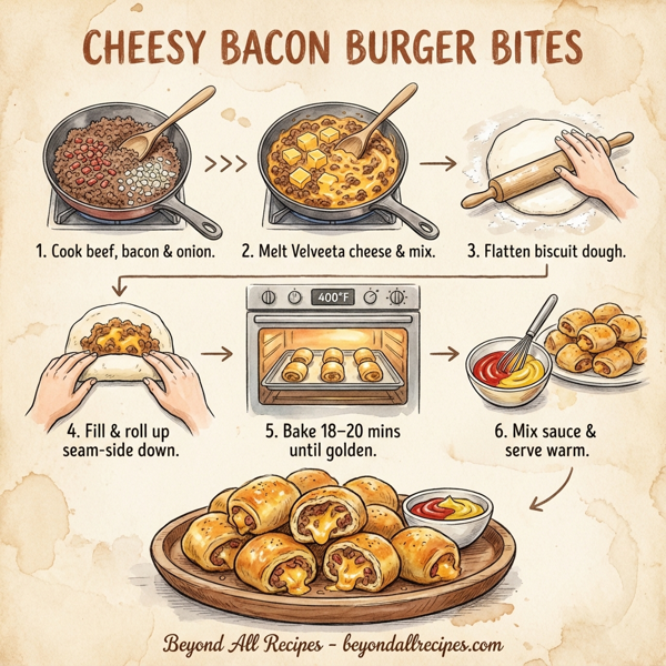 Cheesy Bacon Burger Bites instructions