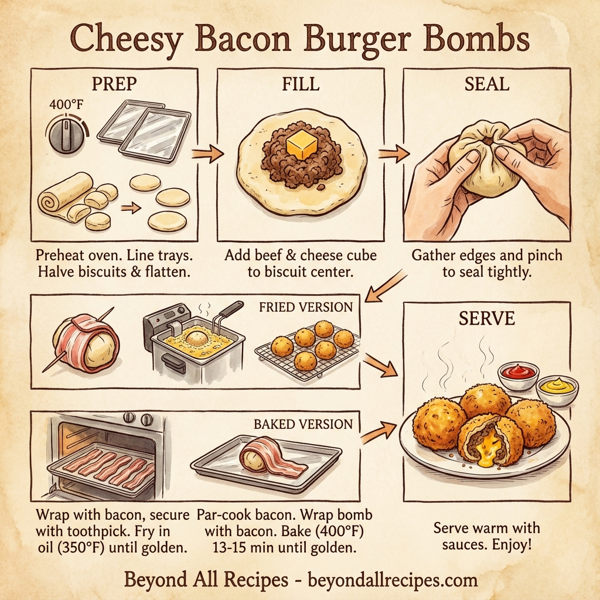 Cheesy Bacon Burger Bombs instructions