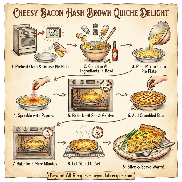 Cheesy Bacon Hash Brown Quiche Delight instructions