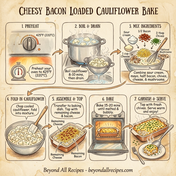 Cheesy Bacon Loaded Cauliflower Bake instructions