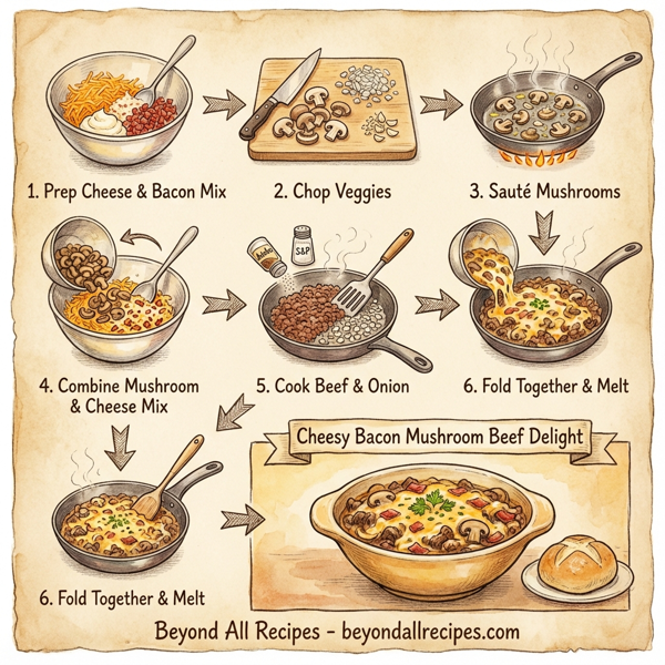 Cheesy Bacon Mushroom Beef Delight instructions