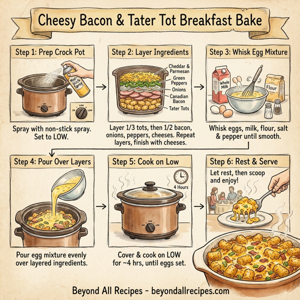 Cheesy Bacon & Tater Tot Breakfast Bake instructions