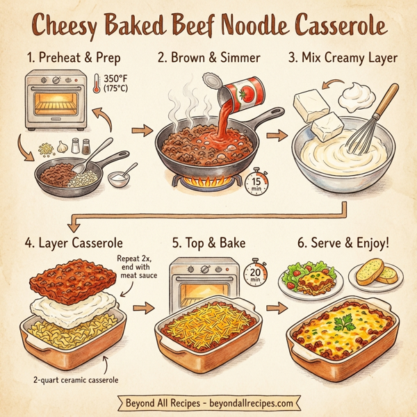 Cheesy Baked Beef Noodle Casserole instructions