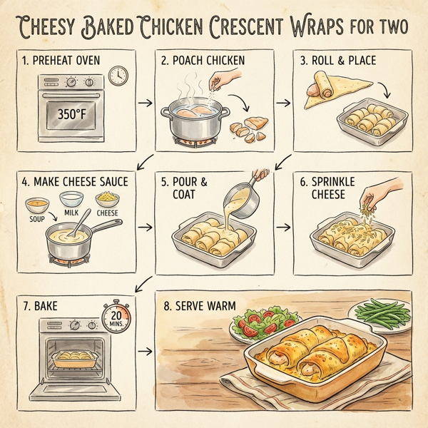 Cheesy Baked Chicken Crescent Wraps for Two instructions