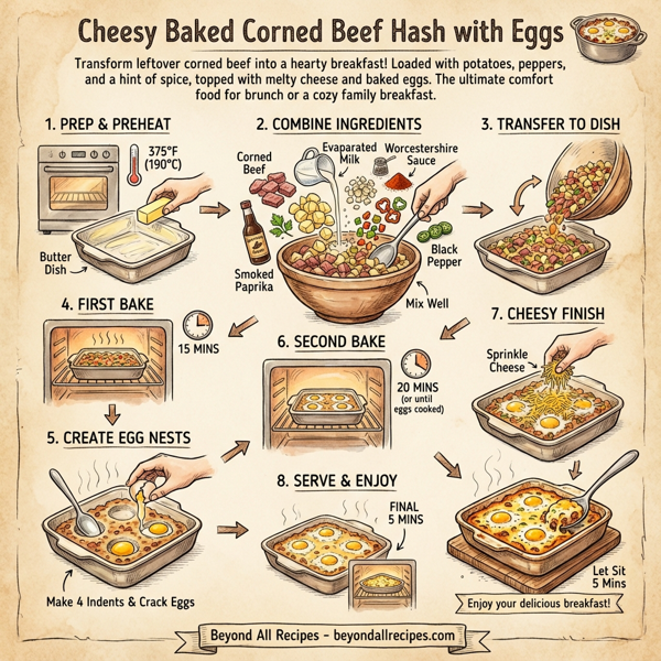 Cheesy Baked Corned Beef Hash with Eggs instructions