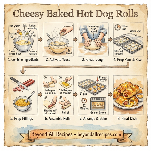 Cheesy Baked Hot Dog Rolls instructions