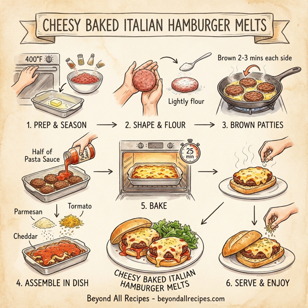 Cheesy Baked Italian Hamburger Melts instructions