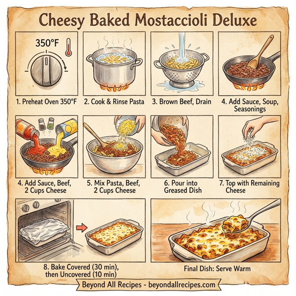 Cheesy Baked Mostaccioli Deluxe instructions