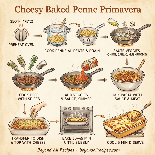 Cheesy Baked Penne Primavera instructions