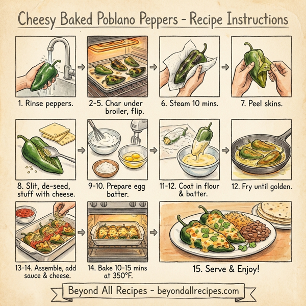 Cheesy Baked Poblano Peppers instructions