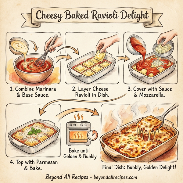 Cheesy Baked Ravioli Delight instructions