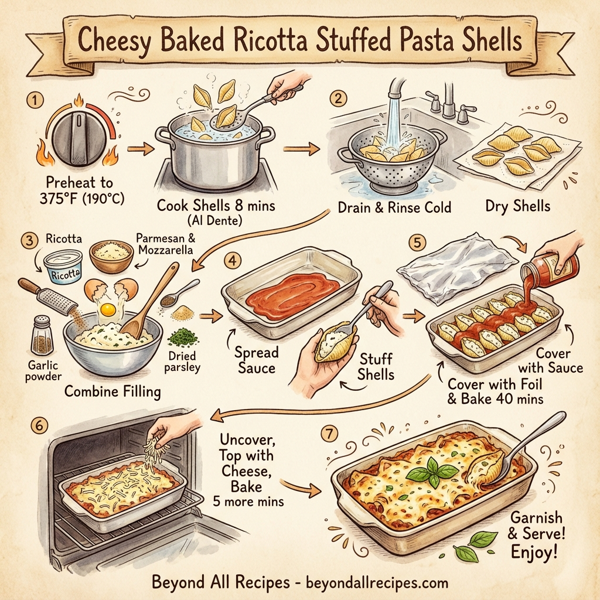 Cheesy Baked Ricotta Stuffed Pasta Shells instructions