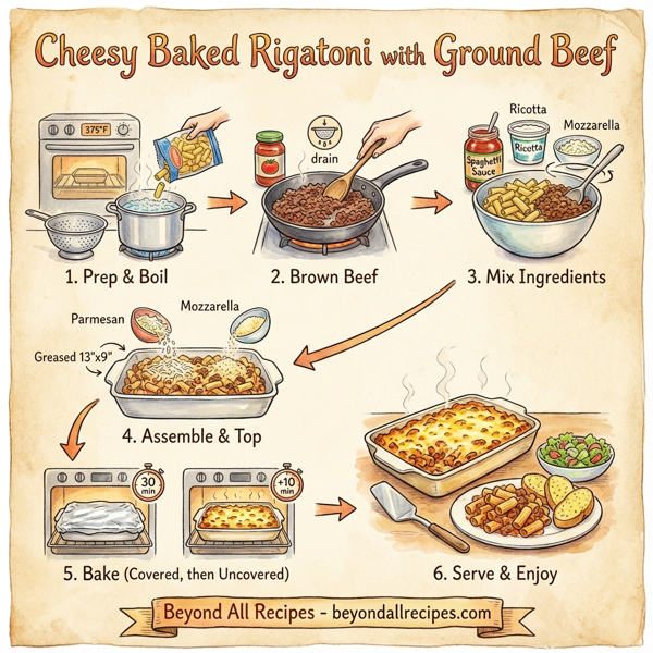Cheesy Baked Rigatoni with Ground Beef instructions