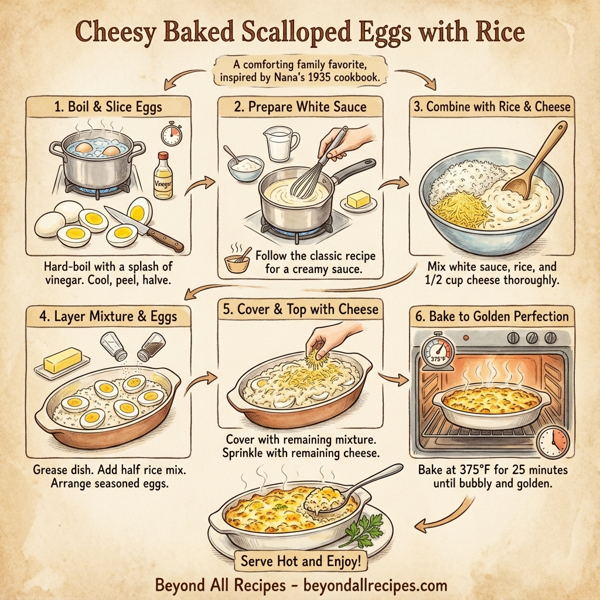 Cheesy Baked Scalloped Eggs with Rice instructions