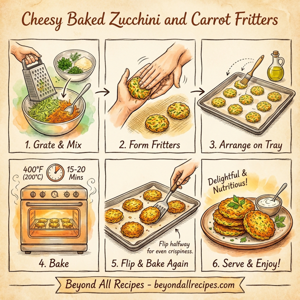 Cheesy Baked Zucchini and Carrot Fritters instructions